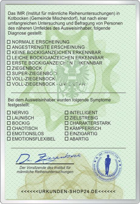 Ziegenbockausweis - Personalausweis -  Für Österreich - Komplett personalisierbar