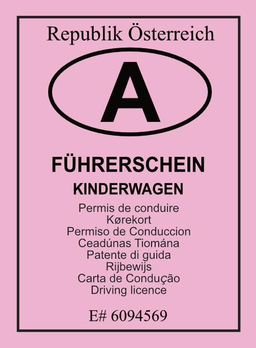 Kinderwagen Führerschein für Österreich in versch. Farben