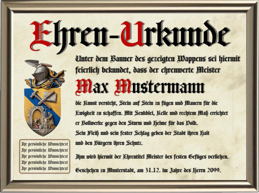 Mauer - Nostalgische Wappen-Urkunde