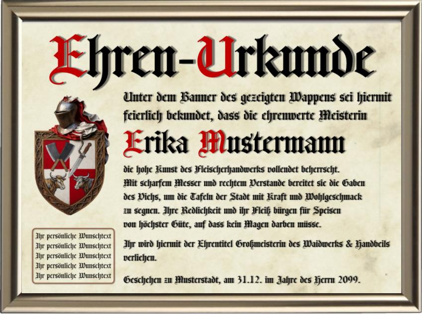 Metzger - Nostalgische Wappen-Urkunde