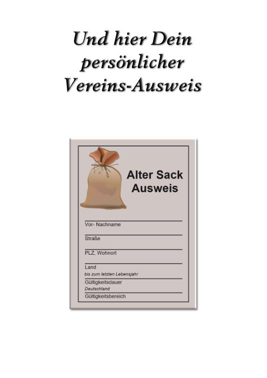 Verein alter Säcke - Glückwunschkarte, incl. Ausweis & Umschlag