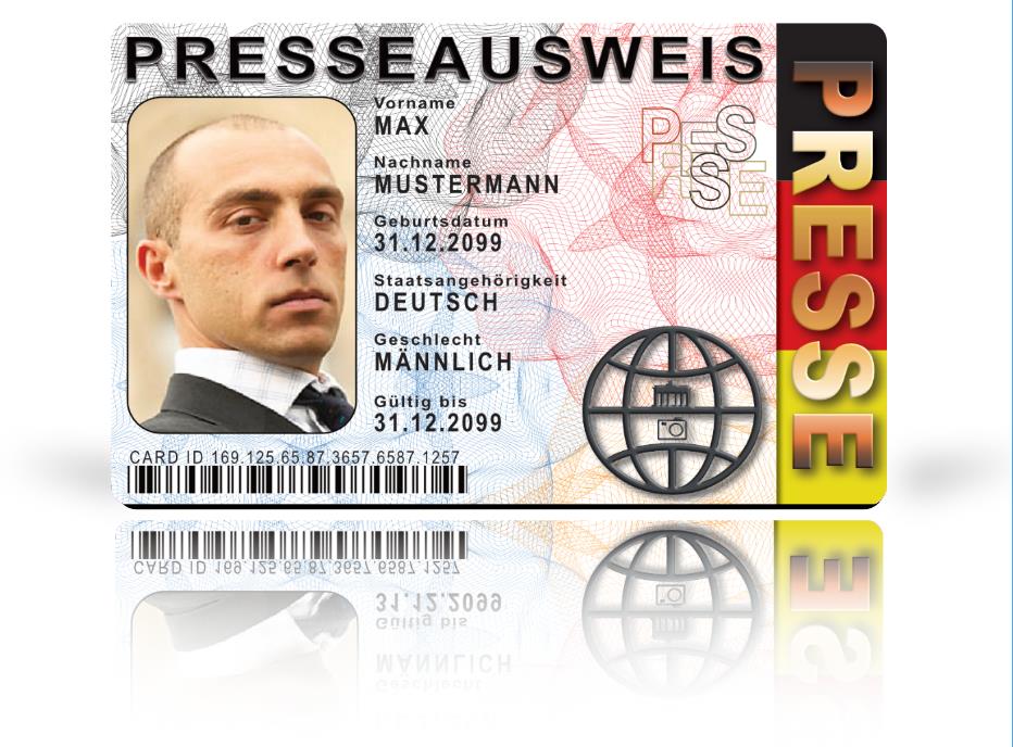 Deutscher Presseausweis als hochwertige Plastikkarte