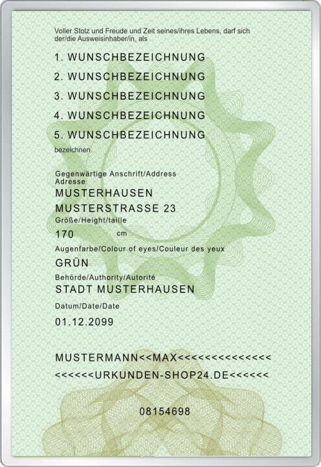 Vollpfostenausweis - Personalausweis - Komplett personalisierbar