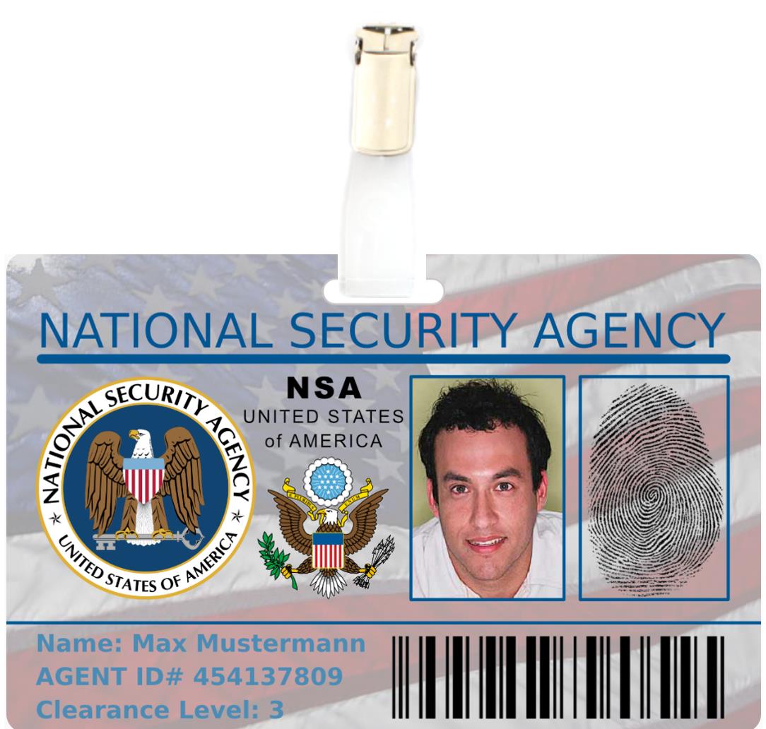 NSA-Ausweis als hochwertige Plastikkarte Scherzartikel AU-412 Personalisiert 