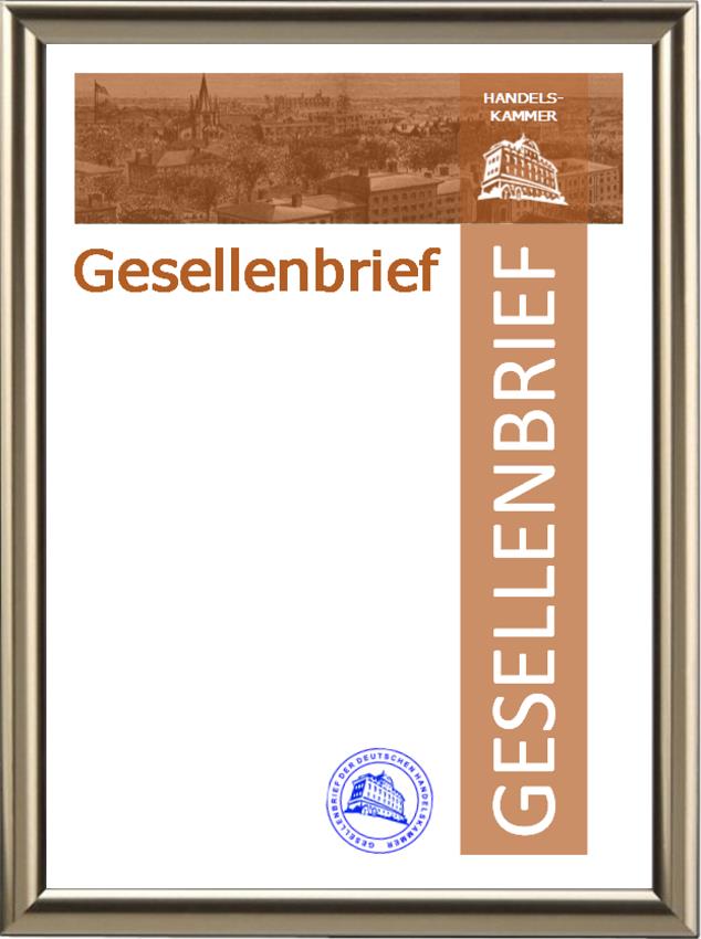 Blanko Gesellenbrief - Handelskammer - Braunes Steifendesign