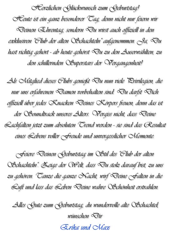 Club der alten Schachteln - Glückwunschkarte, incl. Ausweis & Umschlag