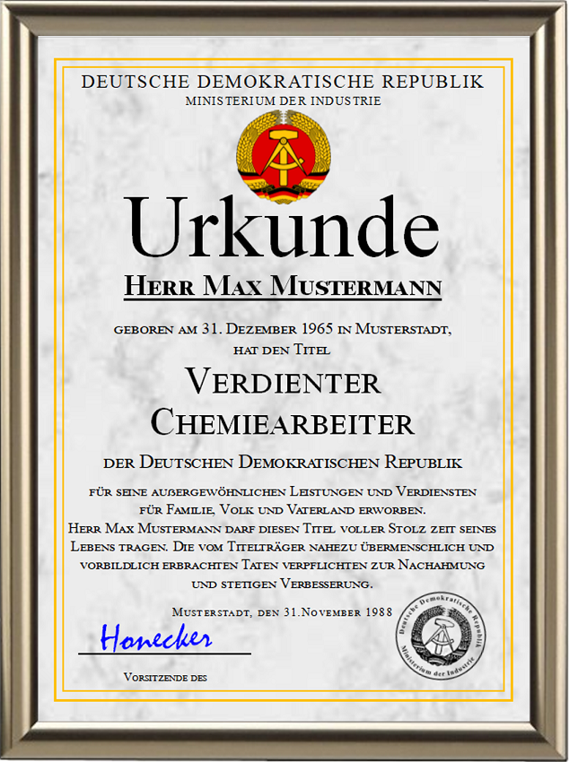 DDR - Verdienter Chemiearbeiter