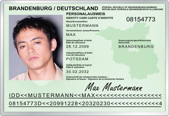 Personalausweis - Brandenburg - Komplett personalisierbar