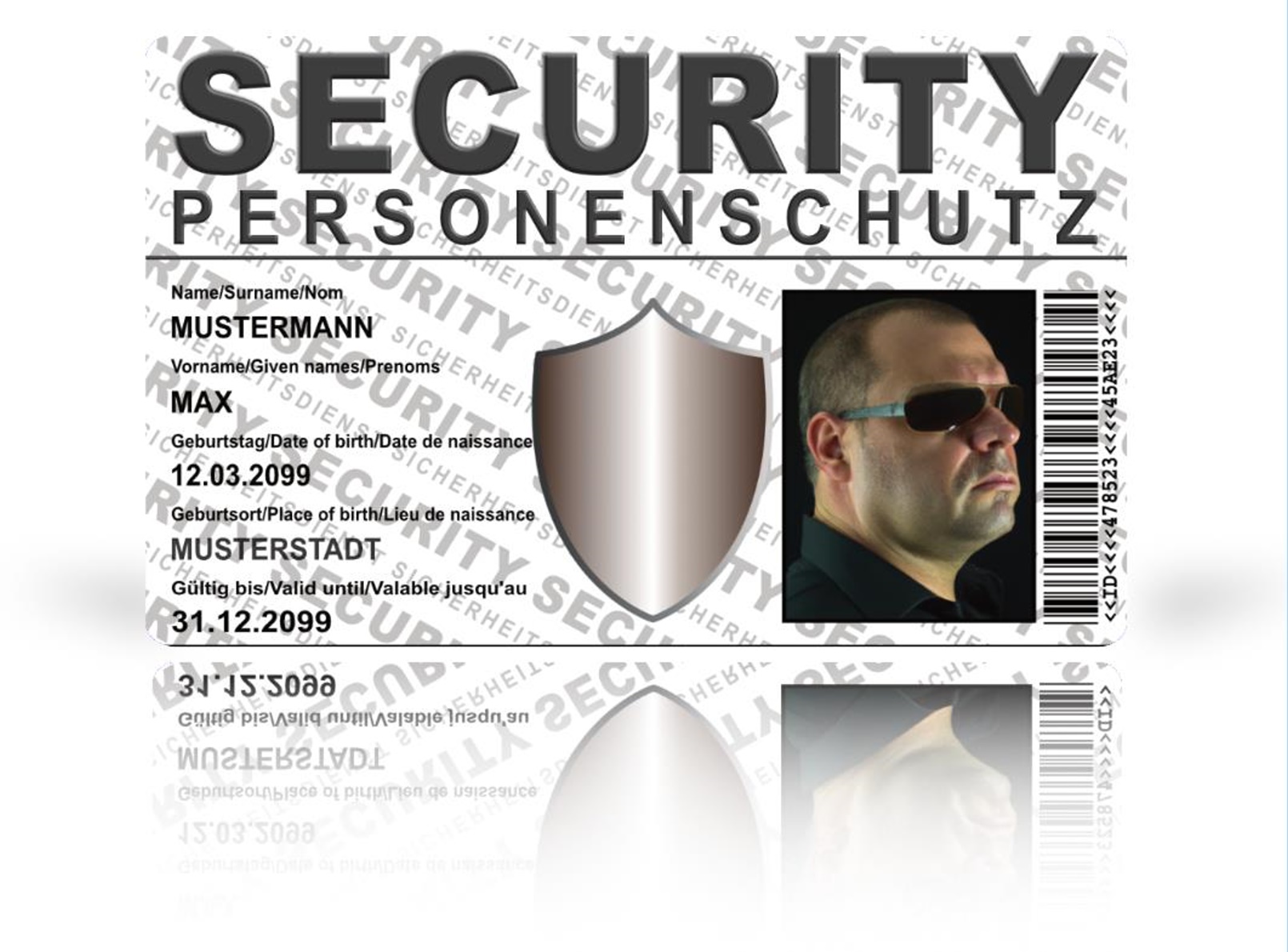 Security Personenschutz-Ausweis als hochwertige Plastikkarte 