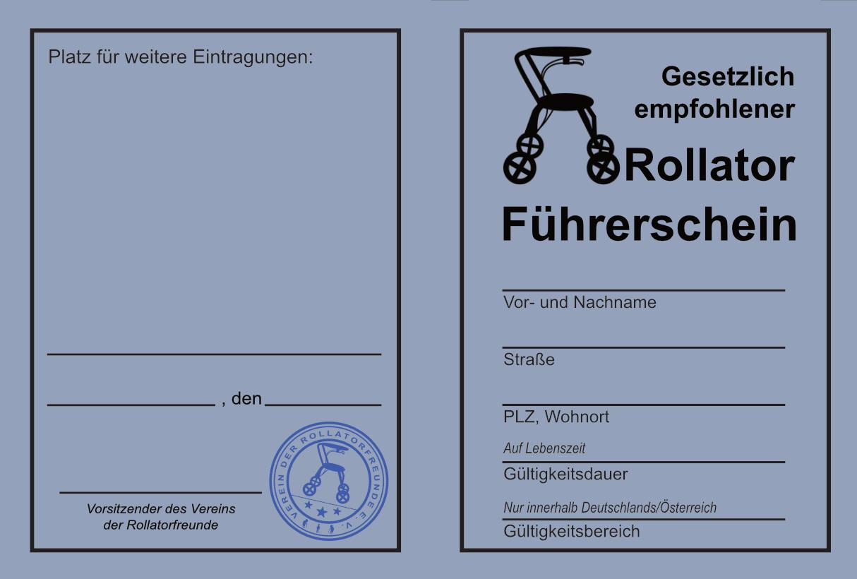 Rollator-Führerschein - versch. Farben