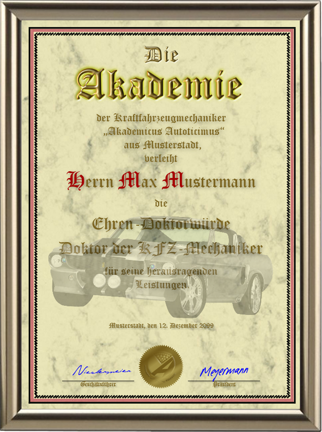 Ehren-Doktorwürde für KFZ-Mechaniker