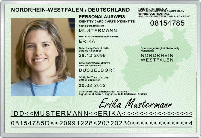 Personalausweis - Nordrhein-Westfalen - Komplett personalisierbar