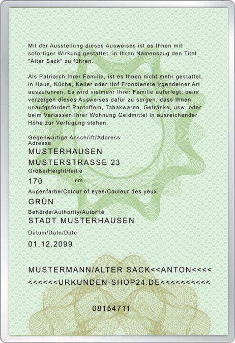 Verein alter Säcke - Glückwunschkarte, incl. personalisierten Ausweis & Umschlag