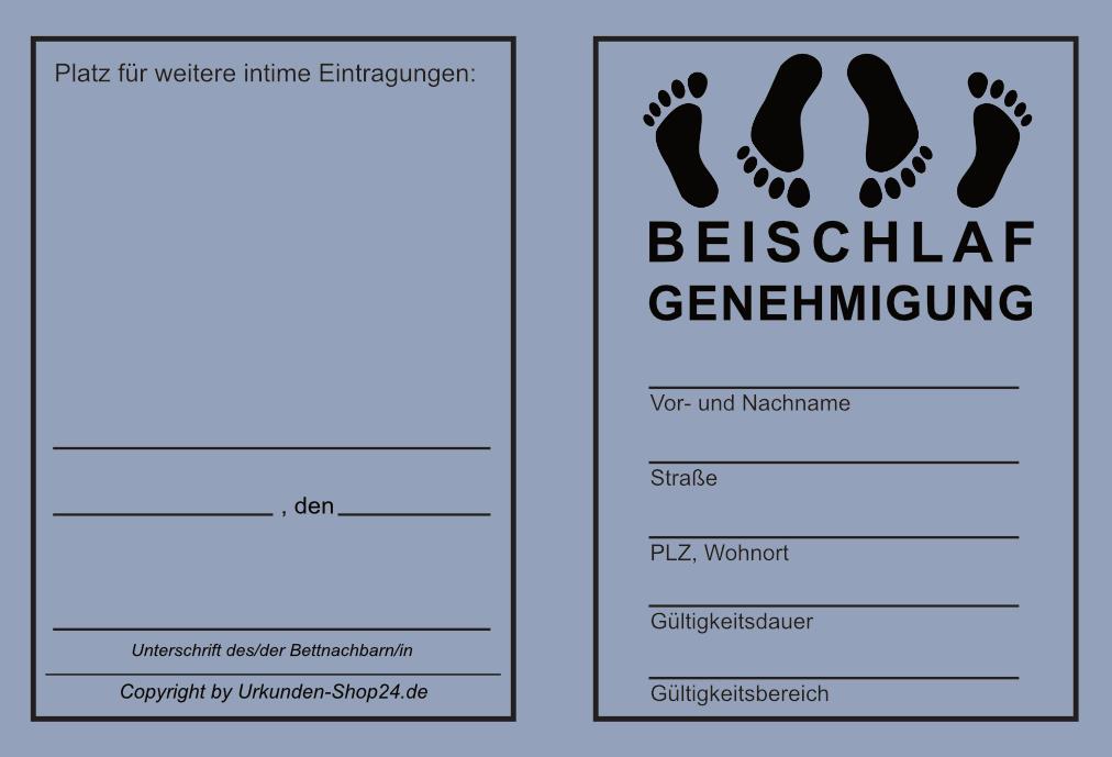Beischlafgenehmigung - versch. Farben