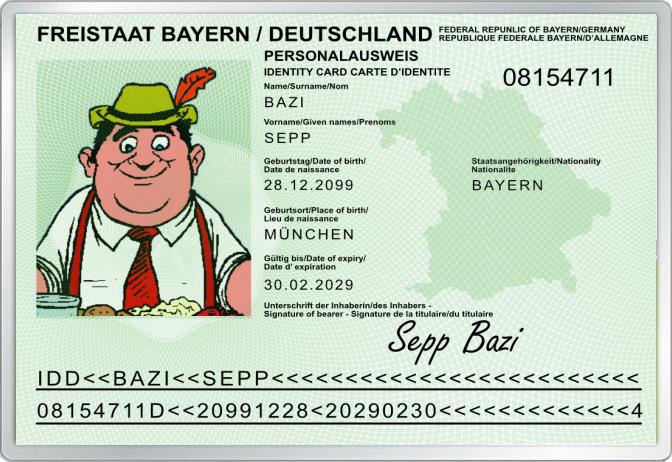 Bayerischer Ausweis - Komplett personalisierbar